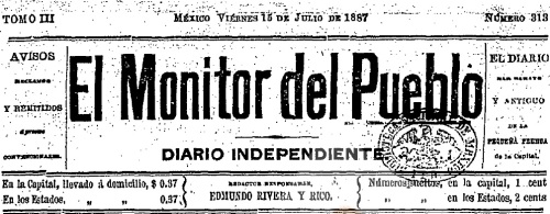 CABECERA DE EL MONITOR DEL PUEBLO_15.07.1887